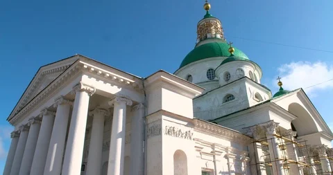 View of Kremlin and Cathedral in the town of Rostov, Russia Stock Footage 87718676
