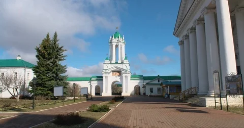 View of Kremlin and Cathedral in the town of Rostov, Russia Stock Footage 87722210