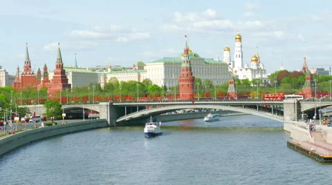View of  Kremlin and river in  city of Moscow Video stock 50203281
