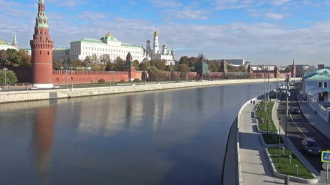 View of the Kremlin Embankment and the Sofia Embankment of the Moskva River 動画素材 163405234