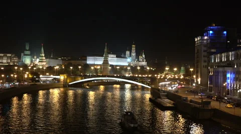 View of the Kremlin at night Stock Footage 56059860