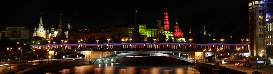 View of the kremlin with the patriarchal bridge Stock Photos