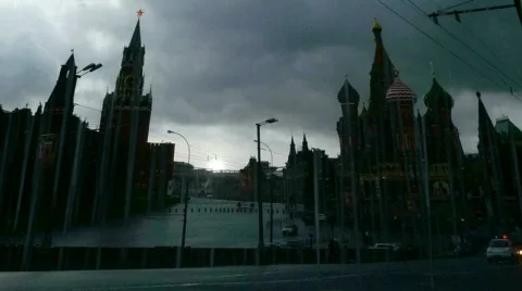 View of Kremlin, rainy day, timelapse Stock-Footage 597257