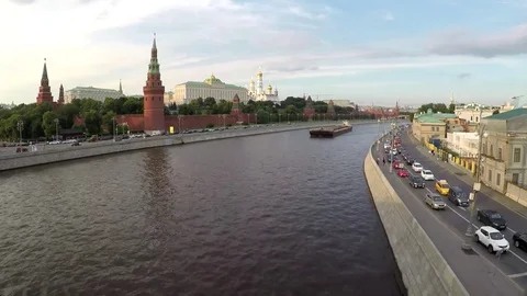 View of the Kremlin from the Stone Bridge Stock Footage 81099044