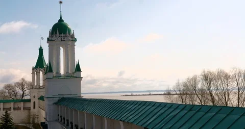 View of Kremlin tower and wall in the town of Rostov, Russia Video stock 87720333