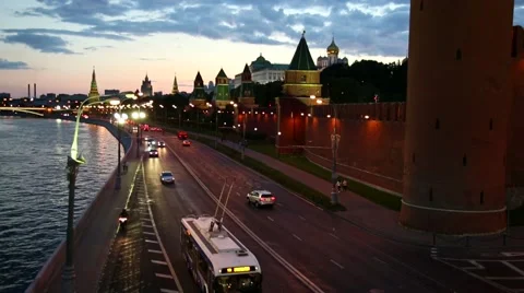 View On Kremlin Wall And Towers Stock Footage 40958229