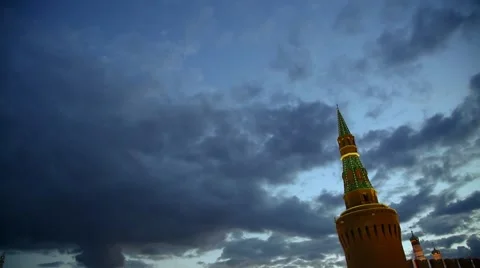 View On Kremlin Wall And Towers Stock Footage 40958271