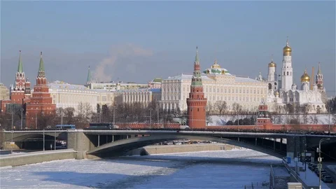 View of the Kremlin in winter Stock-Footage 98122594