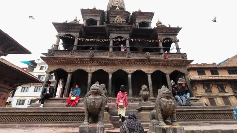View of Krishna Mandir temple in Kathmandu, Nepal. Video stock 335469867