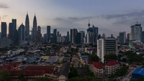 View of kuala lumpur skyline during sunrise Stock Footage 152705019