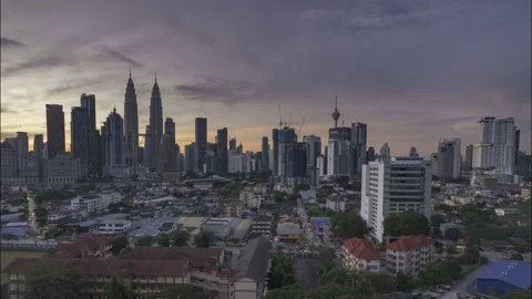 View of kuala lumpur skyline during sunrise Stock Footage 157676959