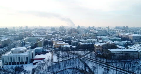 View of Kyiv with fire, war 2022 Stock Footage 260714606