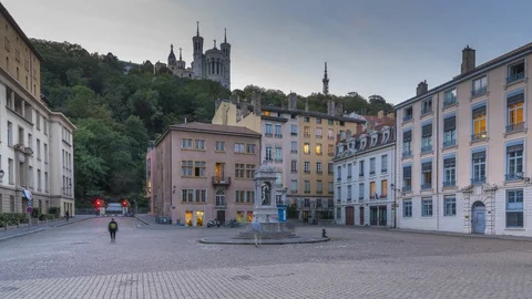 View of La Basilique Notre Dame de Fourvière Video stock 127288620
