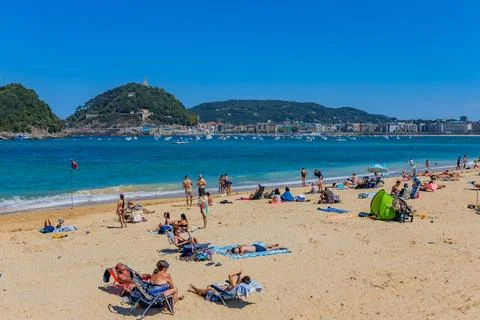 A view of La Concha beach Stock Photos