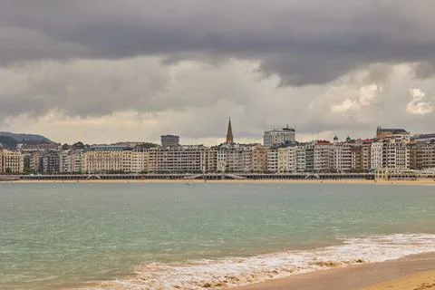 View of La Concha beach in San Sebastian, Spain Stock Photos