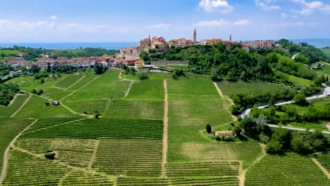 View of La Morra in the Province of Cuneo, Piedmont, Italy. Stock Footage 245235587