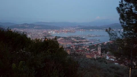 View of La Spezia at Dusk Stock Footage 338231578