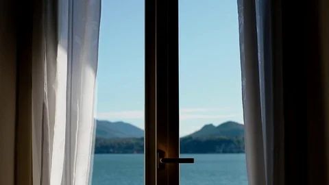 View of Lago Maggiore through closed window Stock Footage 84061252