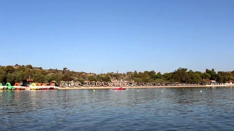 View of Lagonisi beach, Ormos Panagias - Greece Stock Footage 282249129