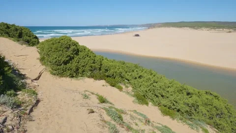 View on Lagoon and Beach of Carrapateira Algarve Portugal Stock Footage 337484036