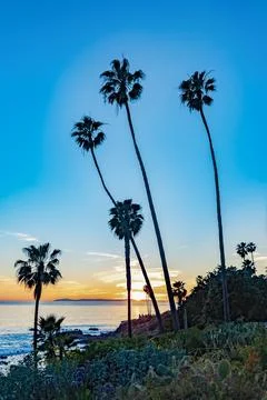 A view of Laguna Beach sunset at the beach. Stock Photos