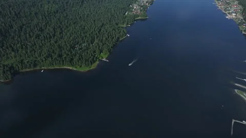 View of the lake from above Stock Footage 259694675
