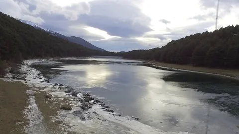 VIEW OF THE LAKE AND THE MOUNTAINS 库存影片 101778986