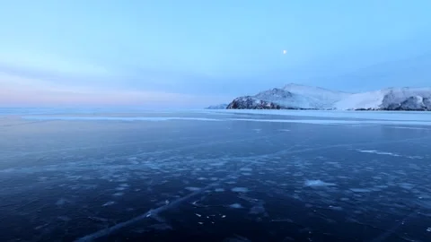 View of Lake Baikal ice landscape in Russia. Vídeos de archivo 343676255