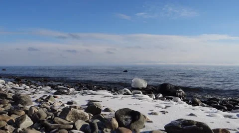 View of a Lake Baikal in winter Stock Footage 56964716