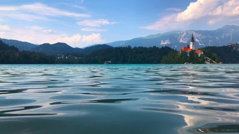 The view of Lake Bled from the water 動画素材 112041750