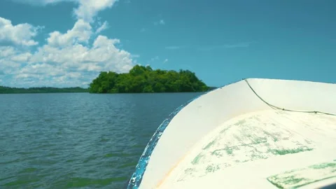 View on the lake from a boat bow Stock Footage 185691287