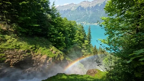View of Lake Brienz Stock Footage 303296306