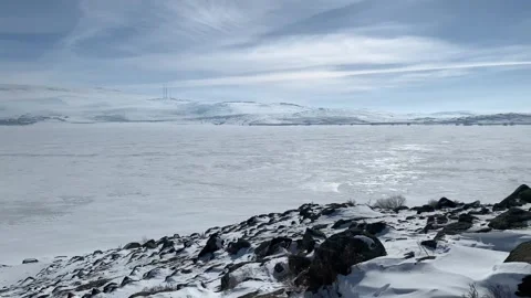 View of Lake Cildir and Mount Ararat (14) Stock Footage 291531626