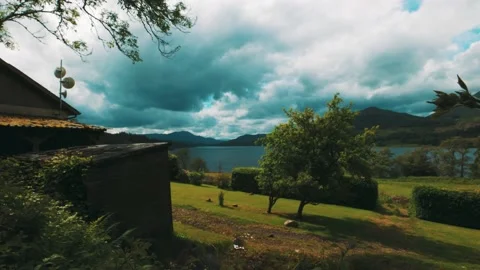View of a lake on a cloudy day Stock Footage 157612347