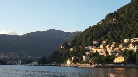 View of the Lake Como from the beach Stock Footage 138275707