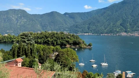 View of Lake Como from Sala Comacina on the Greenway Route Stock Footage 313361841