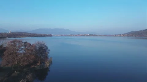 View of the lake by drone Stock Footage 262334999