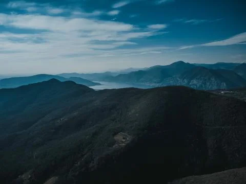 View on the lake from the drone 库存照片