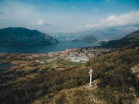View on the lake from the drone Stock Photos