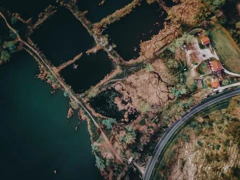 View on the lake from the drone Stock Photos
