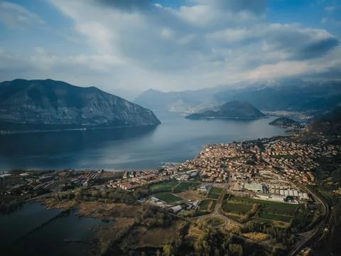 View on the lake from the drone Stock Photos