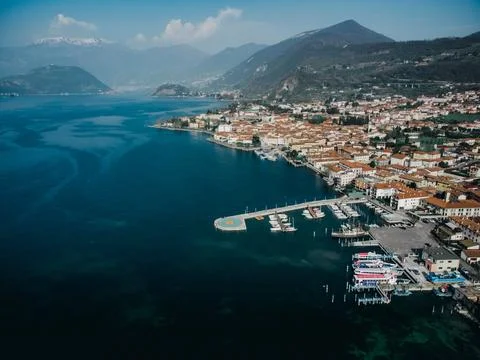 View on the lake from the drone Stock Photos