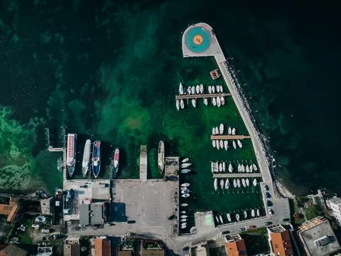View on the lake from the drone Stock Photos