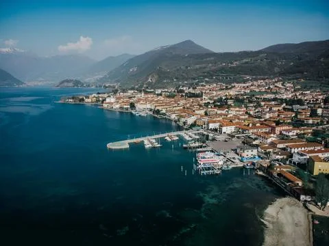 View on the lake from the drone Stock Photos