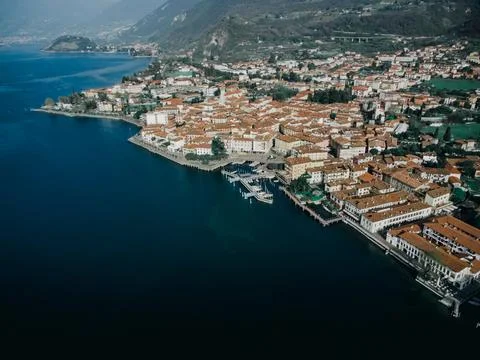 View on the lake from the drone Stock Photos