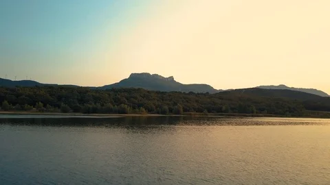 View of lake with forest Stock Footage 94560032