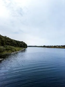 View of the lake with a forest Stock Photos