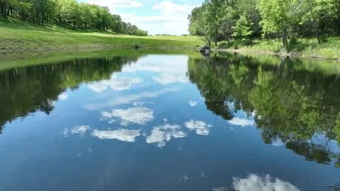 View of the lake from the golf course Stock Footage 276489176