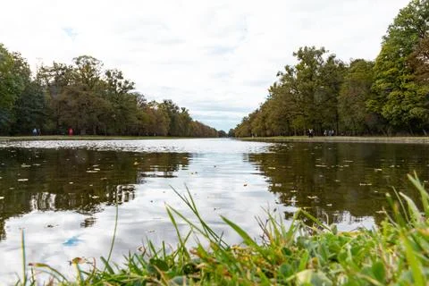 View of the lake with the grass Stock Photos