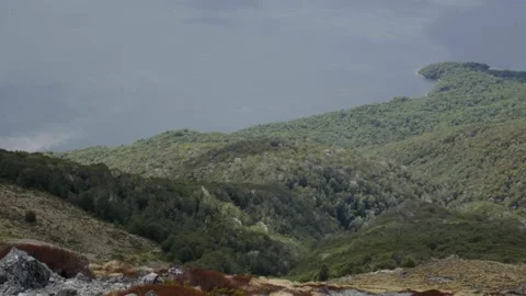 View of Lake from High up on mountain Stock Footage 327764730